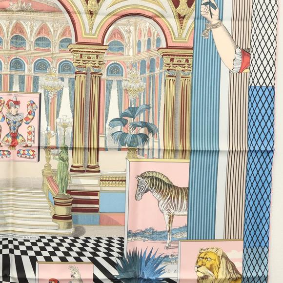 HERMES Carre 90 Scarf ""GRAND THEATRE NOUVEAU"" Silk Red Auth 134429M - Picture 7 of 14